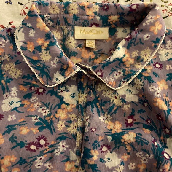 ModCloth | lavender floral chiffon peplum xs rare - Picture 4 of 13